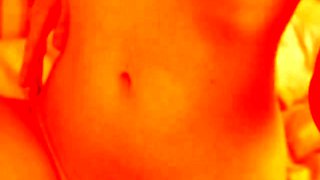 Busty babe playing with her big boobs