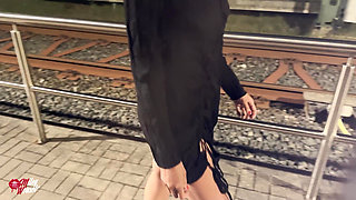Horny Slut Fucked in the Middle of the Train Station!!