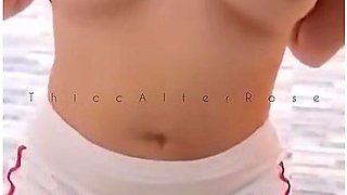 Teen drops top, revealing natural curves and eager energy