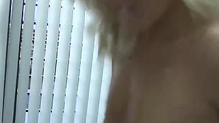 Blonde teen with small tits is riding guy's big cock