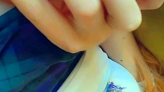 Blonde tight pussy babe solo toy fun in glamour masturbation