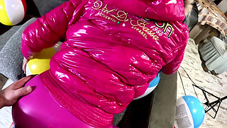 Dominant Pink Downjacket MILF Beach Ball Fetish. Deepthroat, Reverse Cowgirl, Doggy and Triple Cum