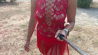 Public Flashing of Pussy and Tits in a Lace Outfit