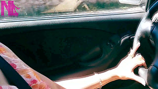 Pedal Pumping in Cream Colored Gizeh Birkenstocks