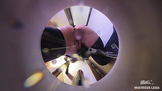 Goddess Pissing Into the Sink in Latex Thong and Black Stockings - You’re My Human Toilet Bowl POV