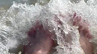 Waves Crashing on Size 16 Feet & Legs