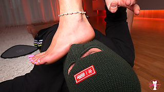 German Blonde Pink Long Toenails Footjob