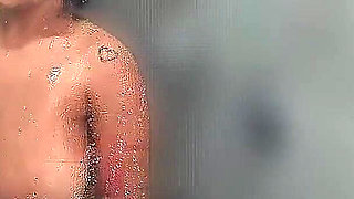 Brunette Big Tits Touches in the Bathroom After Gym