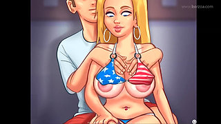 She doesn't care about creampie.  She is so horny when they hiding in the college locker. (Summertime Saga - Roxy 2)