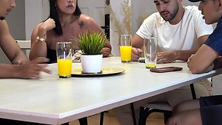 Mega-slut BBW gets double drilled by cheating wifey and her