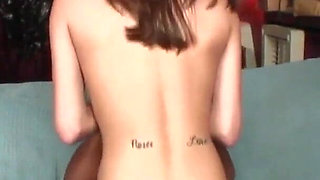 Ariel Rose sucks and fucks in interracial sex for her creampie