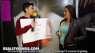 Alexis doll visits jordi's porno supermarket & wins the challenge to fit a large dildo in her butt - reality kings