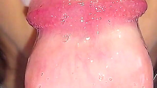 Her Mouth Caresses the Penis Madly and Takes a Portion of Hot Sperm