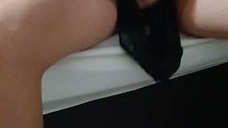 Cumming in tights with panties and lots of lube