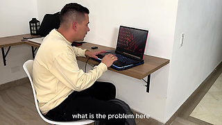 I Catch the Computer Technician Masturbating to My Videos and He Ends up Fucking My Big Latin Ass