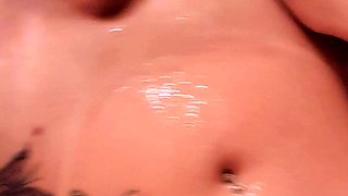 Ebony tranny Brii jerks her black boner in solo masturbation