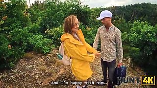 HUNT4K: Naked Stranger with Nice Boobs Fucked Hard in Forest - Outdoor Sex with Spanish Girl