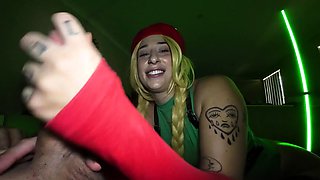 Slut gives wam deep throat pov blowjob and handjob