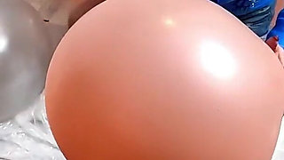 Dominant Denim MILF Balloon Humiliation. Giant Popping, Deepthroat, Doggy and Double Cum