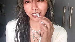 White Outfit Smqoking Instructions - Topless Tease