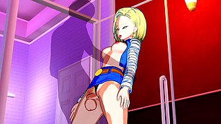 Android 18 gives an epic footjob with intense standing internal release in DBZ 3D hentai