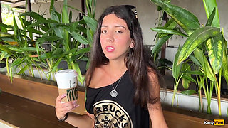 Crazy Cumwalk in Starbucks - Blowjob in Public Toilet, Drinking Coffee with Sperm