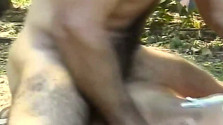 Busty Brunette MILF Rides Thick Cock Outdoors