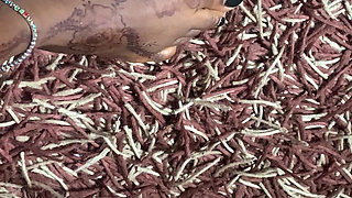 Hot ebony babe foot massage section