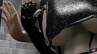 Hot Girl in a BDSM Latex Stockings Is Having Fun with Her Boytoy