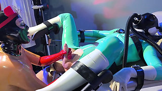 Fisted with Gas Mask on Gynecoligic Chair in Dungeon