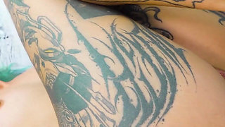 Anal Threesome During Tattoo Session