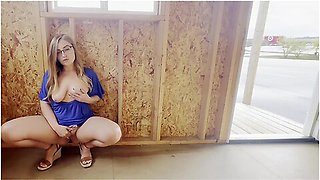 Blonde Milf With Big Tits And Glasses Enjoys Exhibitionist Masturbation And Dirty Talks