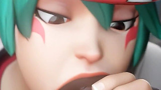 Tracer & Kiriko - Big Black Cock Sloppy Blowjob & Cowgirl 3D Animation