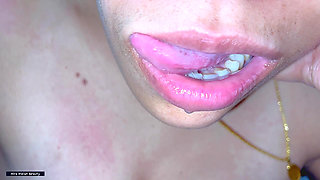 Horny Indian Aunty Gives Husband’s Friend a Handjob - Cock Worship - Saliva Dripping Tongue Tease