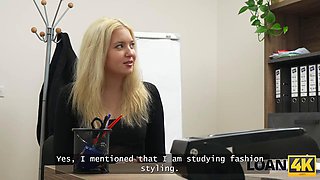 LOAN4K. Blondie with a natural sweet body... Will she get a loan?