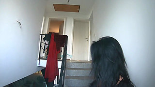 Smoking Leather Dance. Ripped Jumpsuit Pussy Tease, Toilet Pee and Dirty Masturbation