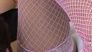 Doctor Licks and Fucks a Busty Curly Blonde in Pink Fishnets on the Exam Chair