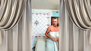 Hot Housewife Lukerya in the Kitchen After a Shower