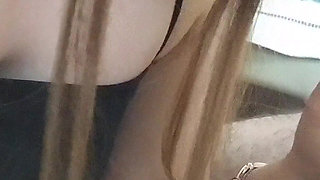 My girlfriend is playing with my big cock in she mouth