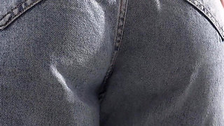 MILF Secretary in High Weist Jeans Teases Her Nice Butt