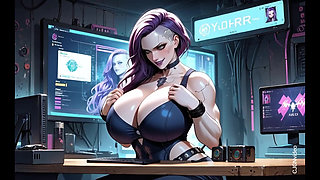 Cyberpunk police woman undress (Ai animation)