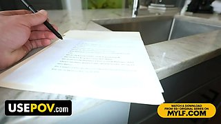 Step mummy Alexa Payne helps step son testing while he fondles her big juicy melons - usepov