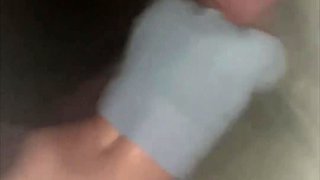 Brunette amateur gets pumped next to his car, after blowing him POV