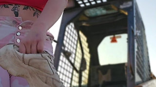 A Young French Wo Masturbate Herself on Her Dildo in a Tractor