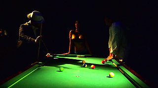 Hot Pool Table Gangbang with Pole Dancing Tease