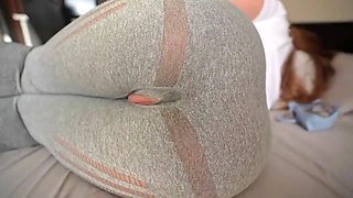 Step sister caught me jerking off and I fucked her through a hole in her leggings