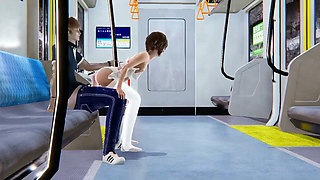 Femboy Rubs His Ass Against a Passenger's Cock on the Subway