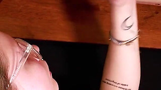 Blonde Schoolgirl Milking Table with Rae Astora