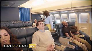 Naughty Girls Lasirena69 & Hazel Grace Go To The Back Of The Plane & Share Luckys Cock