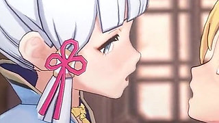 Genshin Impact - Ayaka and Aether Passionate Sex Scene - Sweet Moaning - 3D Hentai Animation